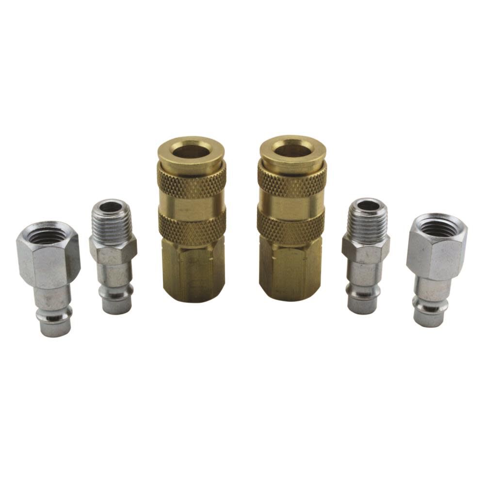 S-217 1/4in NPT HIGHFLOWPRO V-Style/European Interchange Air Coupler and Plug Fitting Kit (High Volume Low Pressure Application) -6 Piece S-217