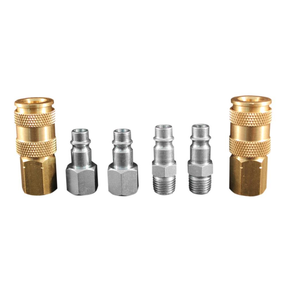 S-217 1/4in NPT HIGHFLOWPRO V-Style/European Interchange Air Coupler and Plug Fitting Kit (High Volume Low Pressure Application) -6 Piece S-217