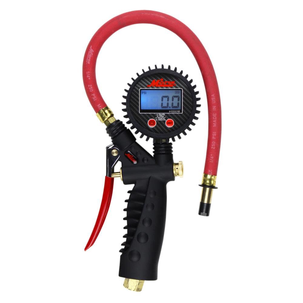 S-574D Pro Digital Pistol Grip Inflator Gauge - Straight Chuck and 15in Hose - 255 PSI S-574D