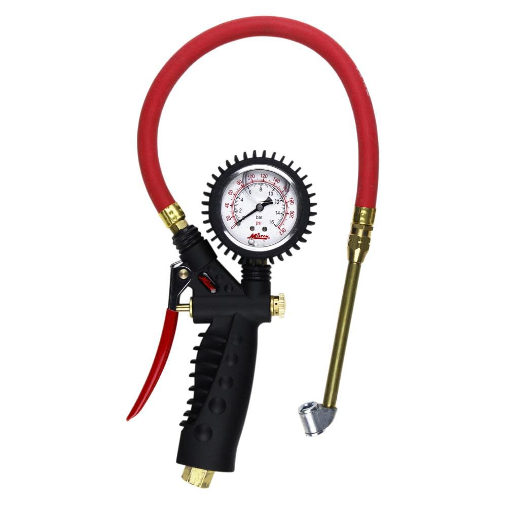 S-576A Pro Analog Pistol Grip Inflator Gauge - Dual Head Chuck and 15in Hose - 230 PSI S-576A