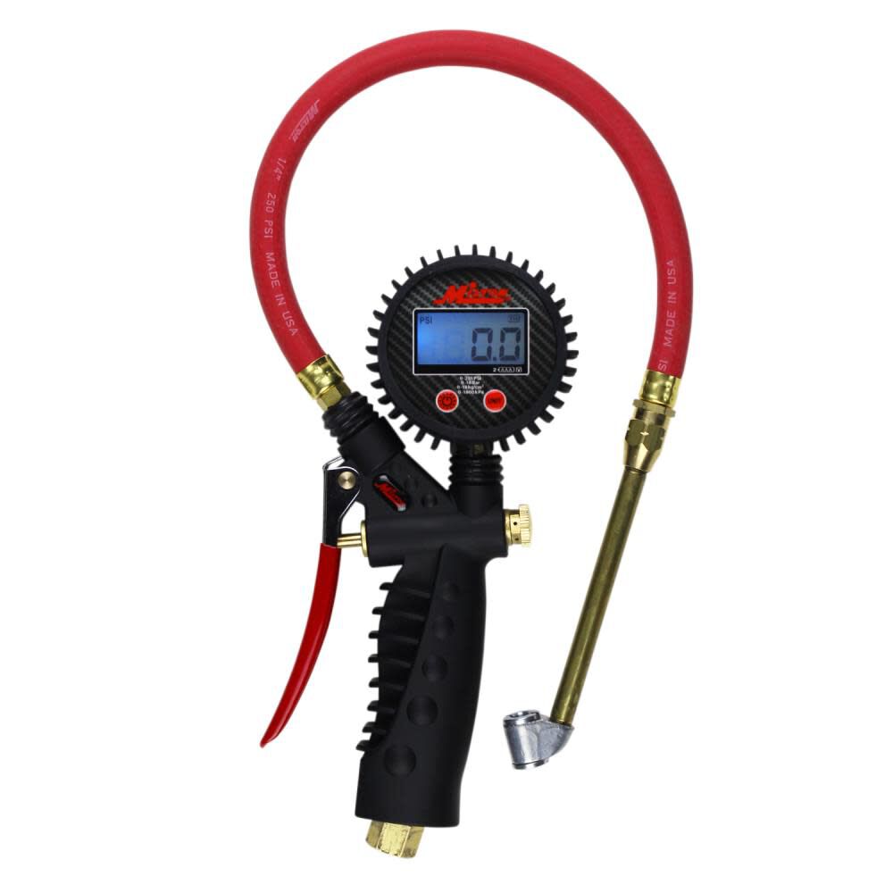 S-576D Pro Digital Pistol Grip Inflator Gauge - Dual Head Chuck and 15in Hose - 255 PSI S-576D