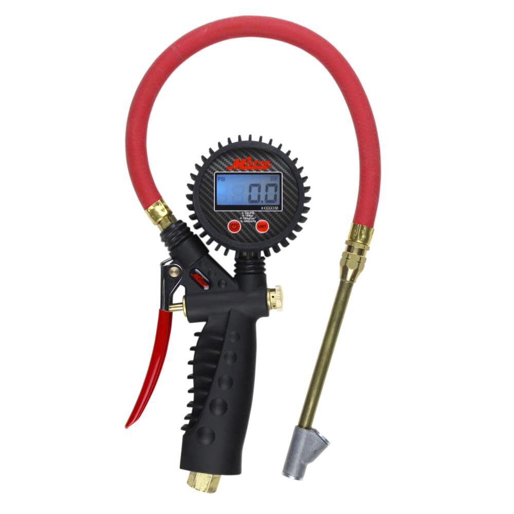 S-577D Pro Digital Pistol Grip Inflator Gauge - Straight Foot Dual Chuck and 15in Hose - 255 PSI S-577D