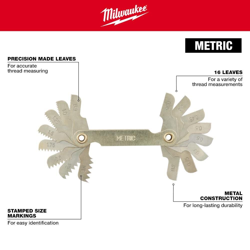 0.35-3.00 mm Metric Thread Pitch Gauge 49-57-5012