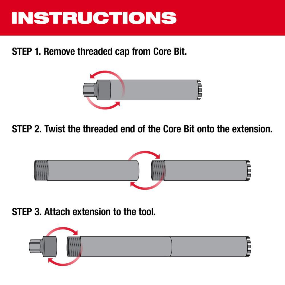 1-1/2 in. x 12 in. Diamond Premium Wet Core Bit Extension 48-17-4015