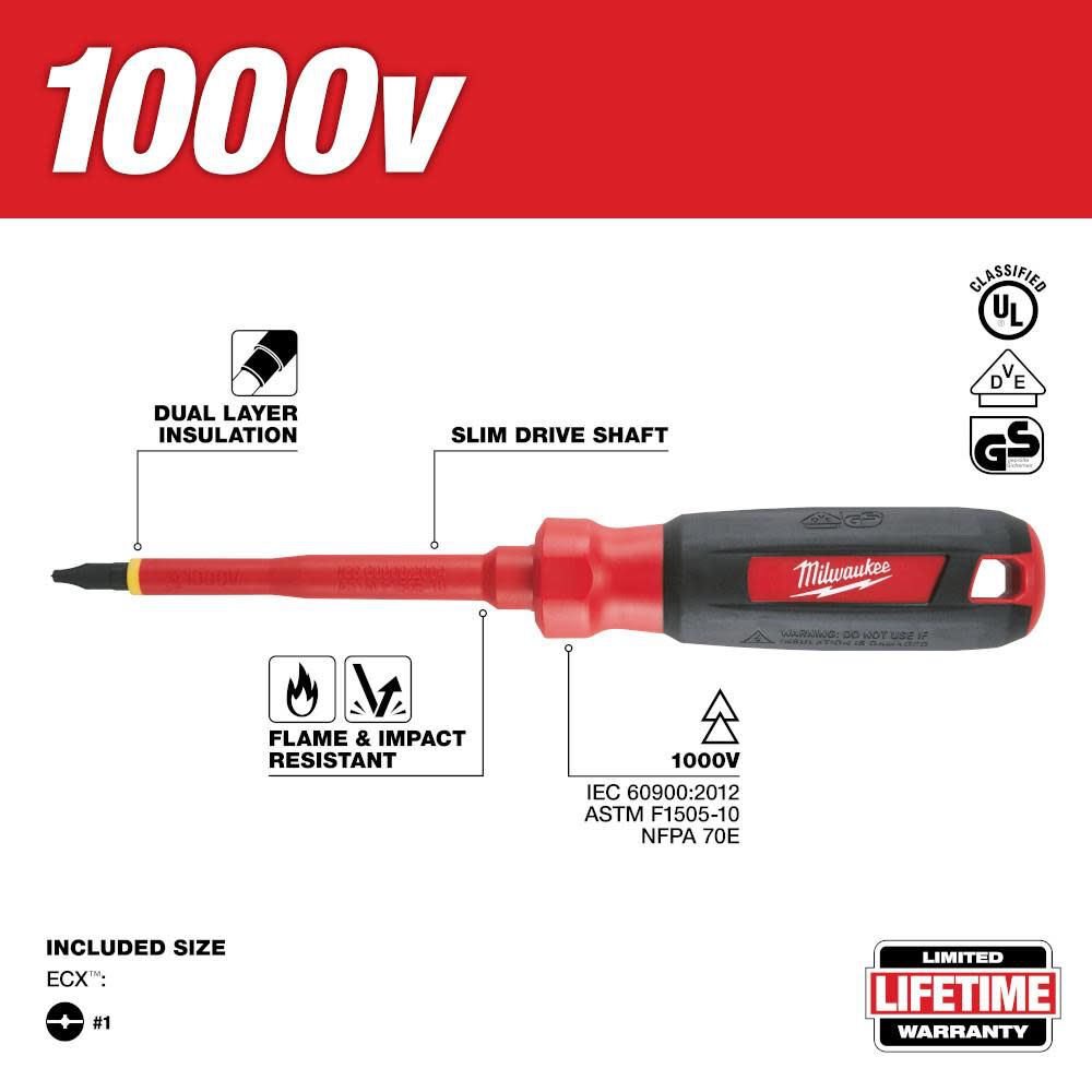 #1 ECX 4 in. 1000V Insulated Screwdriver 48-22-2241