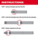 1 in. x 12 in. Diamond Premium Wet Core Bit Extension 48-17-4010