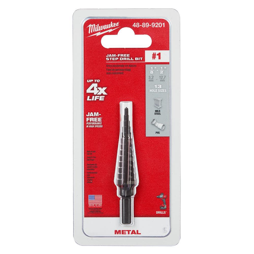 #1 Step Drill Bit 1/8 in. - 1/2 in. x 1/32 in. 48-89-9201