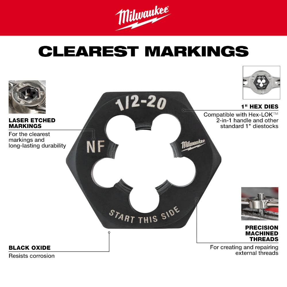 10-24 NC 1-Inch Hex Threading Die 49-57-5325