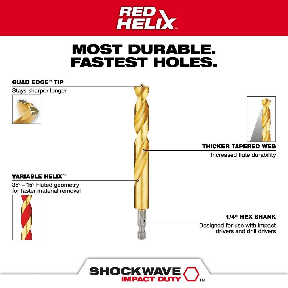 10-Piece Metric Titanium SHOCKWAVE Red Helix Drill Bit Kit 48-89-4859