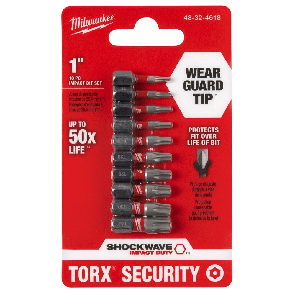 10-Piece SHOCKWAVE Impact Torx Security Insert Bit Sets 48-32-4618