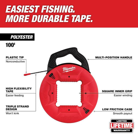 100 Ft. Polyester Fish Tape with Non-Conductive Tip 48-22-4165