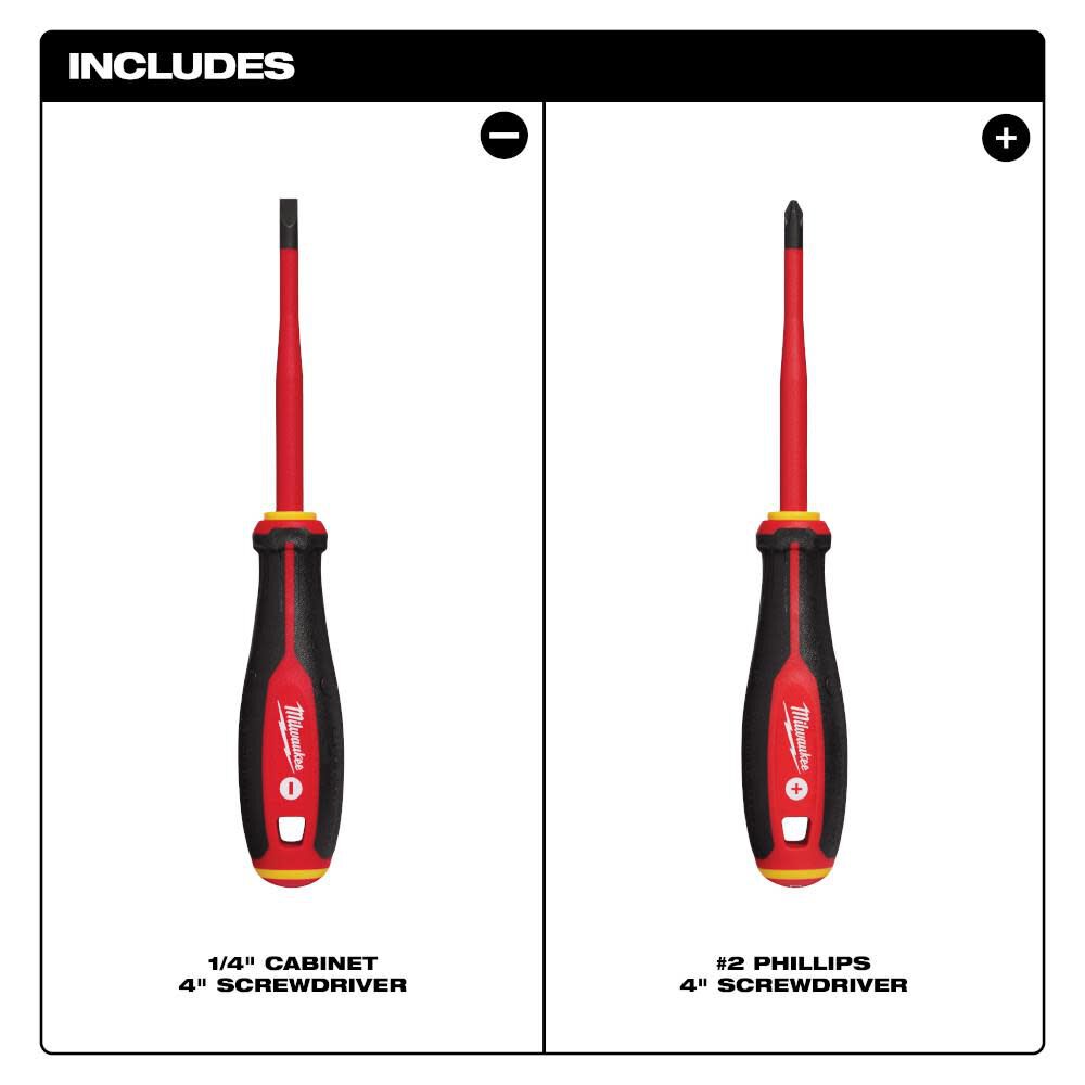 1000V Insulated Slim Tip Screwdriver Set 2pc 48-22-2207