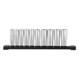 10pc 3/8 in. Metric Deep Well Sockets with FOUR FLAT Sides 48-22-9505