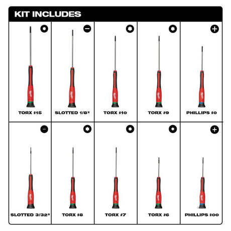 10pc Precision Screwdriver Set 48-22-2612