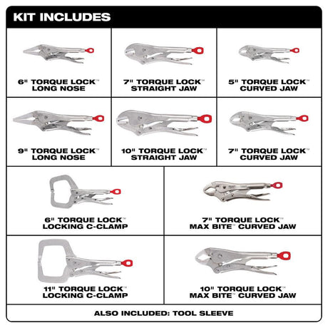 10Pc TORQUE LOCK Locking Pliers Kit 48-22-3690