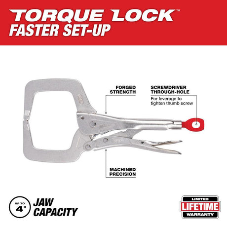 11 in. TORQUE LOCK Locking C-Clamp With Regular Jaws 48-22-3531