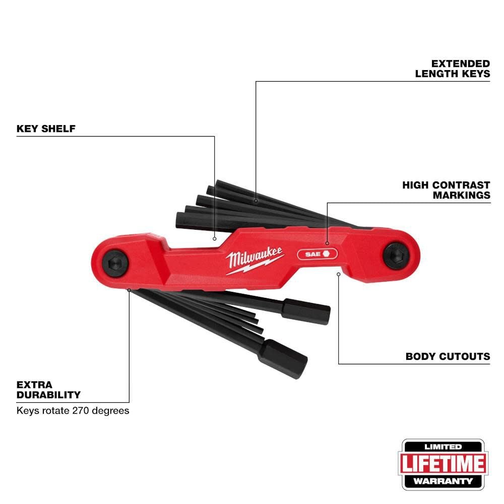 11-Key Electricians Folding Hex Key Set SAE 48-22-2180