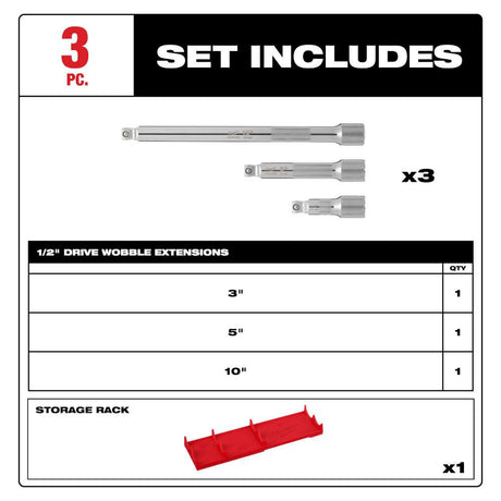 1/2 Drive Wobble Extension Set 3pc 48-22-9352