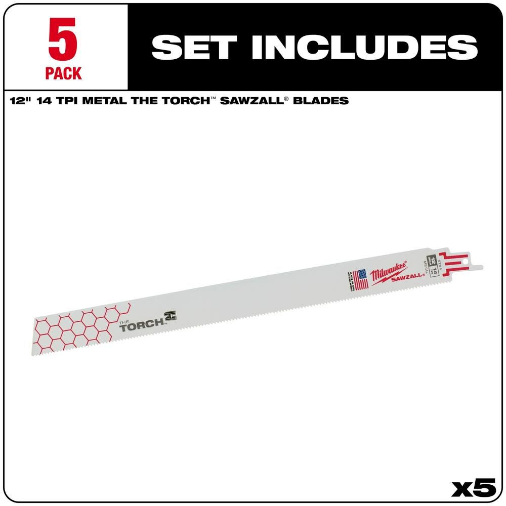 12 in. 14 TPI THE TORCH SAWZALL Blades 5PK 48-00-5794