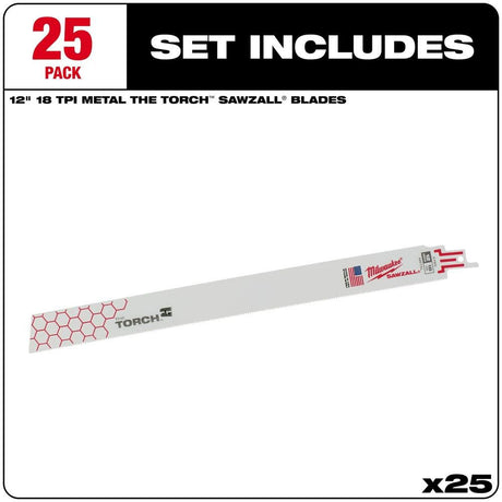 12 in. 18 TPI THE TORCH SAWZALL Blade 25PK 48-00-8789