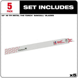 12 in. 18 TPI THE TORCH SAWZALL Blade 5PK 48-00-5789