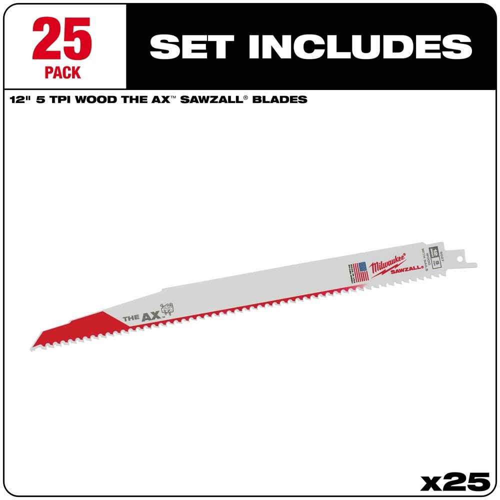 12 in. 5 TPI The Ax SAWZALL Blade 25PK 48-00-8027