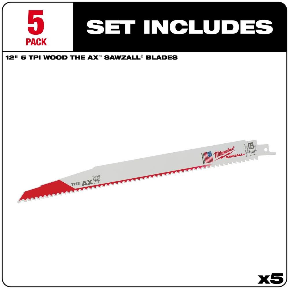 12 in. 5 TPI The Ax SAWZALL Blade 5PK 48-00-5027