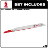 12 in. 5 TPI The Ax SAWZALL Blade 5PK 48-00-5027