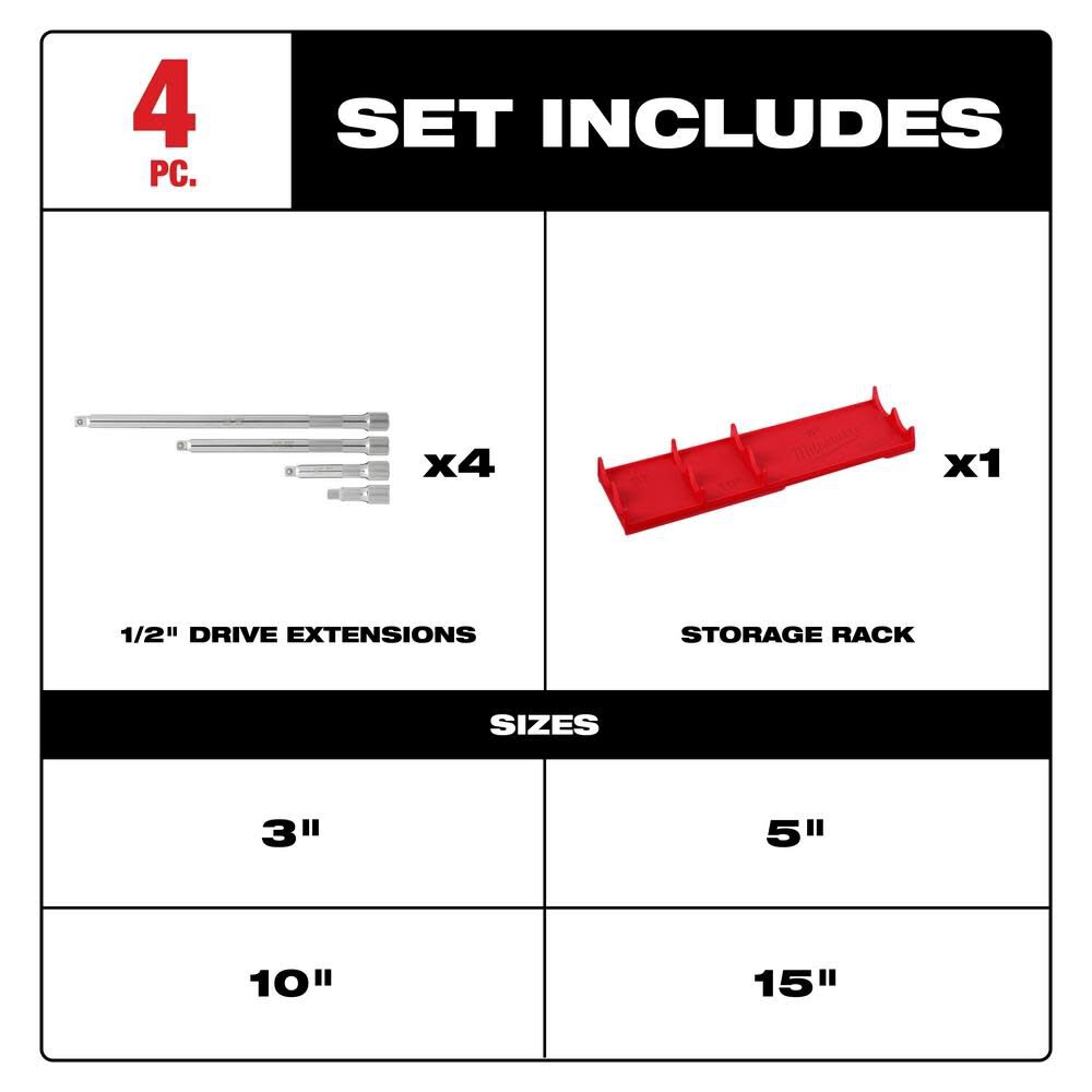 1/2 in Drive Extension 4 Piece Set 48-22-9342