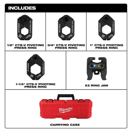 1/2 Inch - 1-1/4 Inch CTS-V Pivoting Press Ring Kit for M12 FORCE LOGIC Press Tool 49-16-2490X