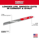 12 Inch 10TPI TORCH Carbide Teeth Metal Cutting Reciprocating Saw Blade 3pk 48-00-5353