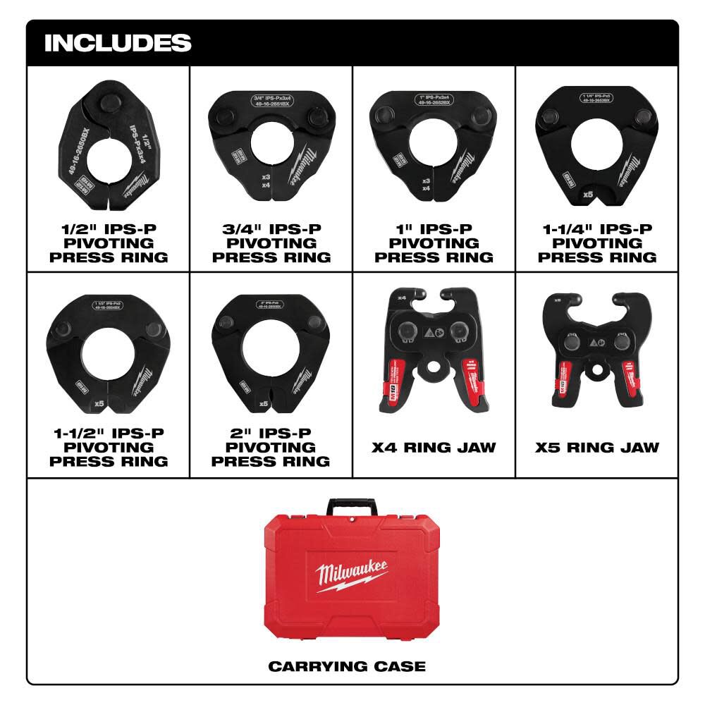 1/2 Inch - 2 Inch IPS-P Pivoting Press Ring Kit for M18 FORCE LOGIC Press Tools 49-16-2697X