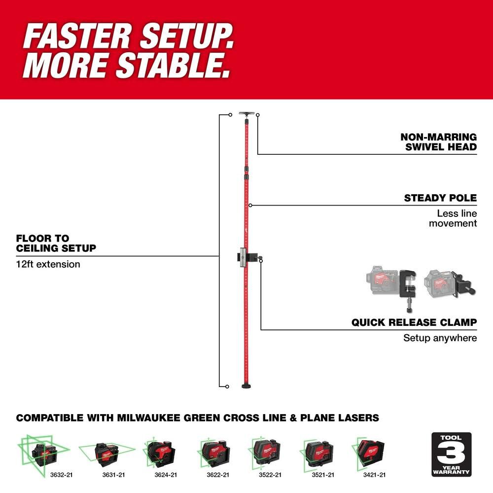 12' Telescoping Laser Pole 48-35-1511