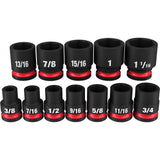 1/2in Drive SAE Standard 6 Point Impact Socket 12pc 49-66-7010