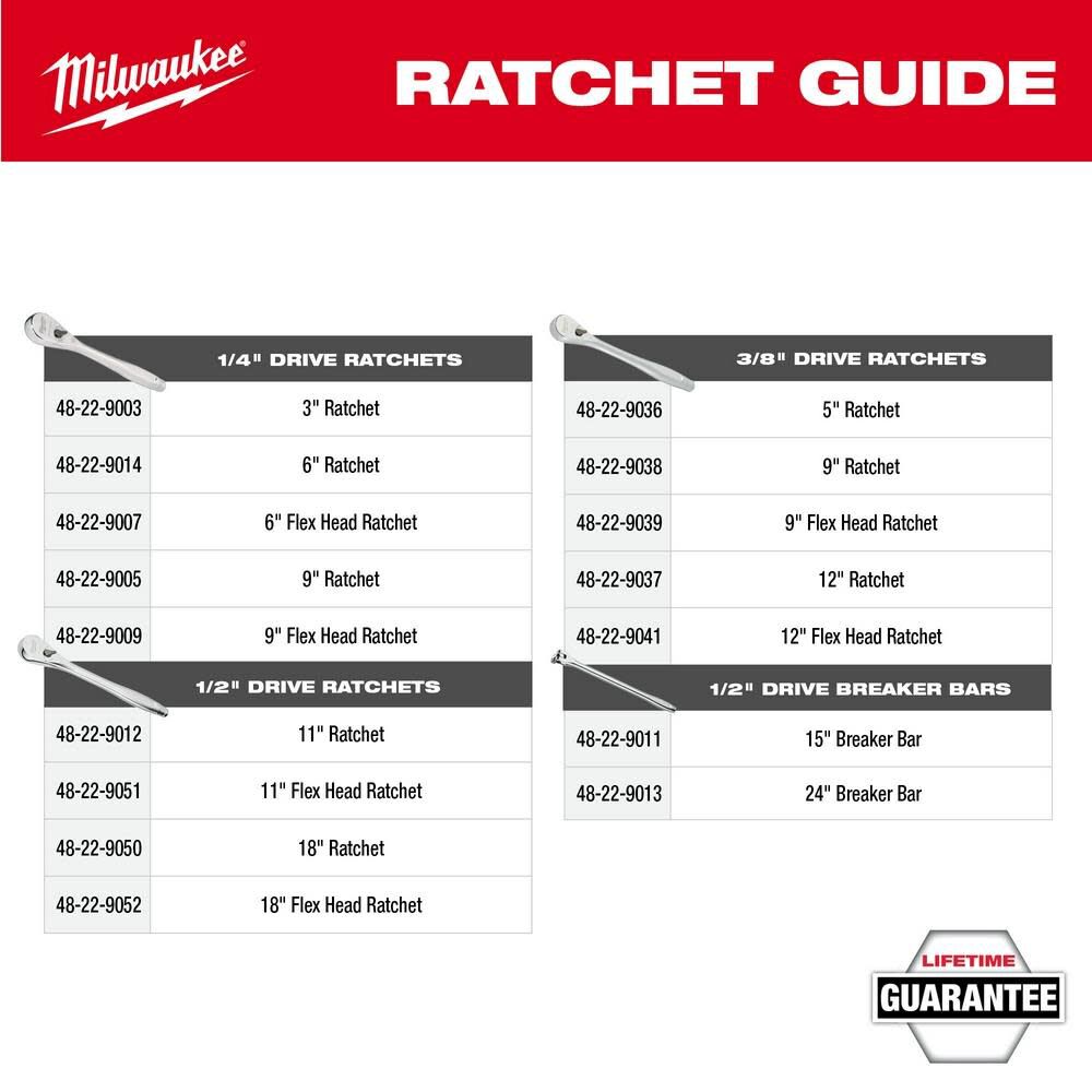 1/2inch Drive 18inch Flex Head Ratchet 48-22-9052