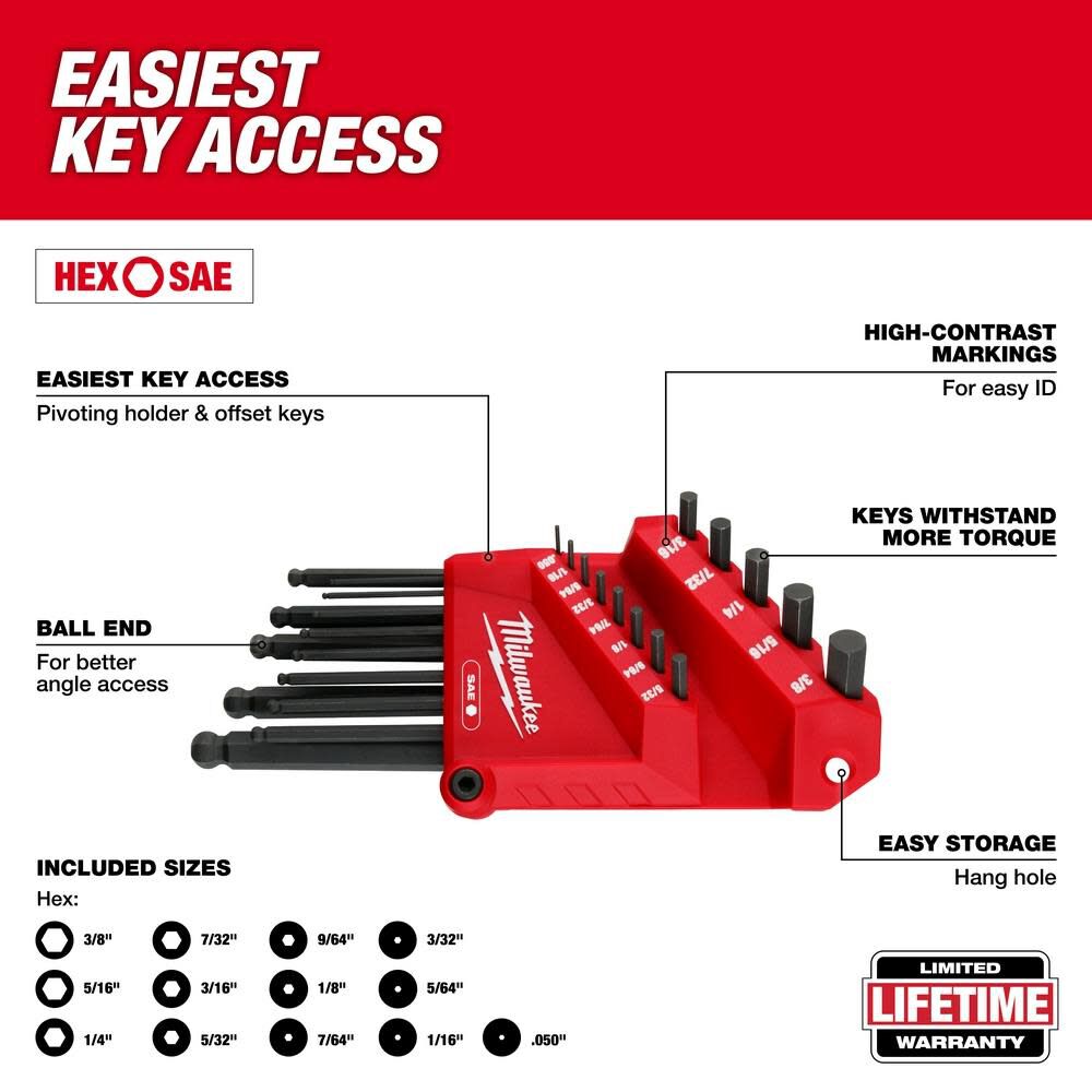 13-Key Ball End L-Key Set SAE 48-22-2185