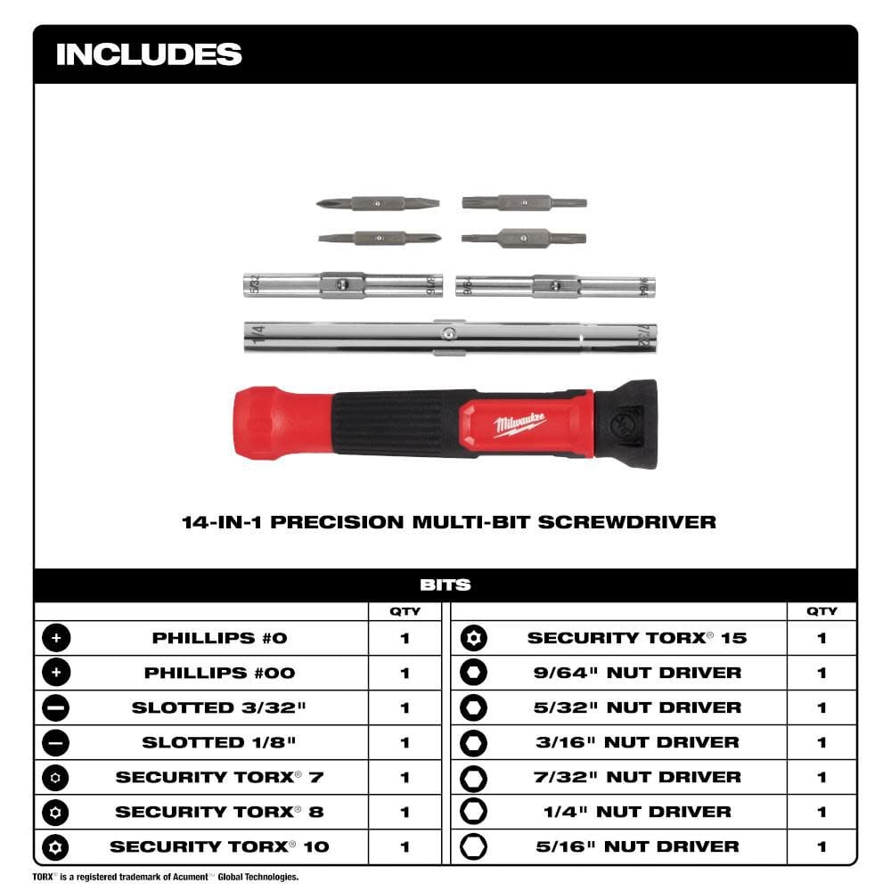 14-in-1 Precision Multi-Bit Screwdriver 48-22-2933