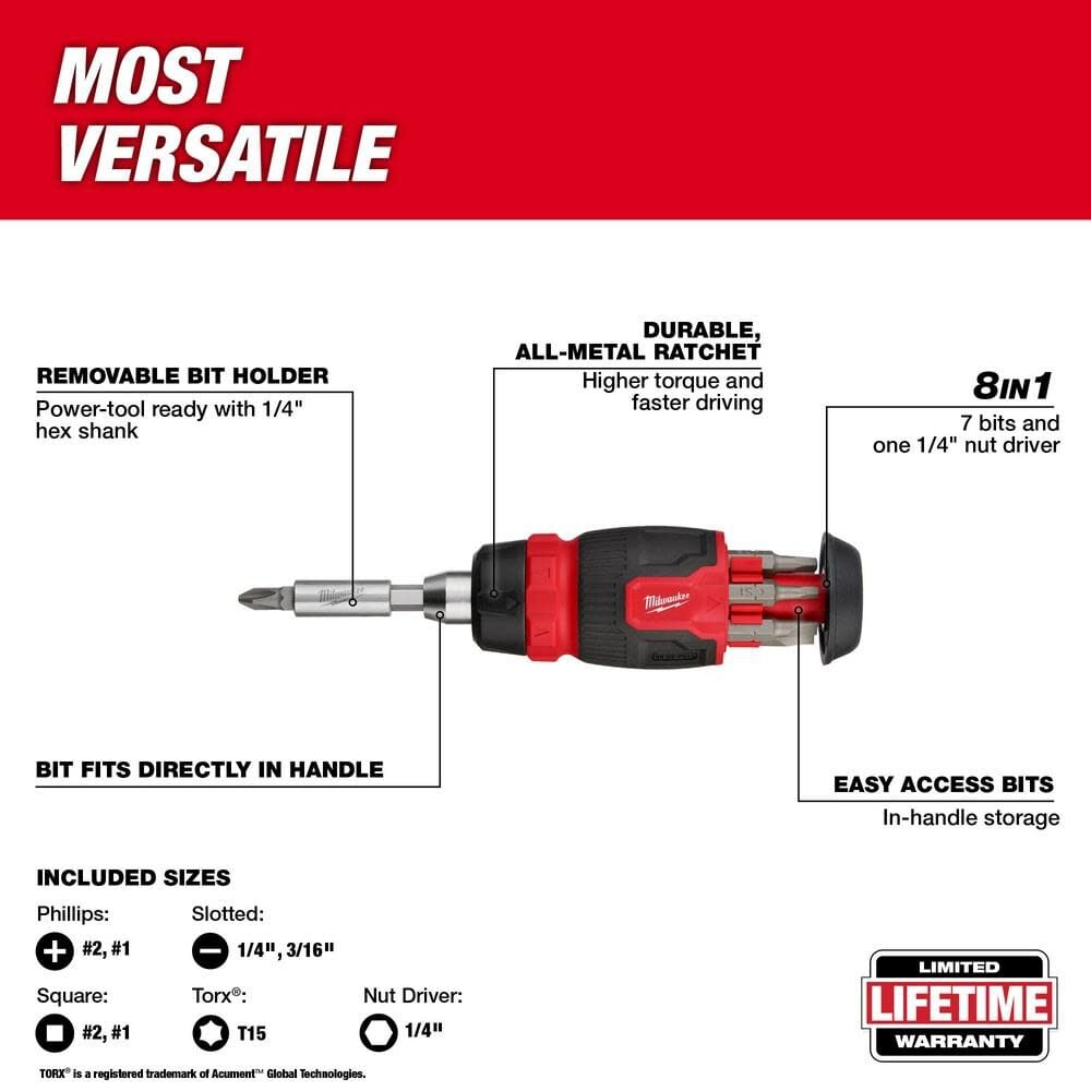 14-in-1 Ratcheting Multi-Bit and 8-in-1 Ratcheting Compact Multi-bit Screwdriver Set 2pc 48-22-2905