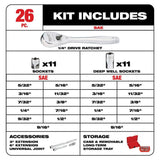 1/4 in. Drive 26 pc. Ratchet & Socket Set - SAE 48-22-9404