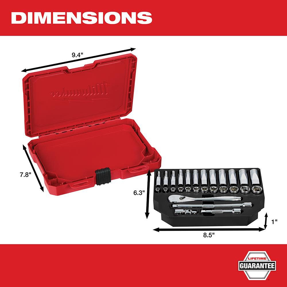 1/4 in. Drive 28 pc. Ratchet & Socket Set - Metric 48-22-9504