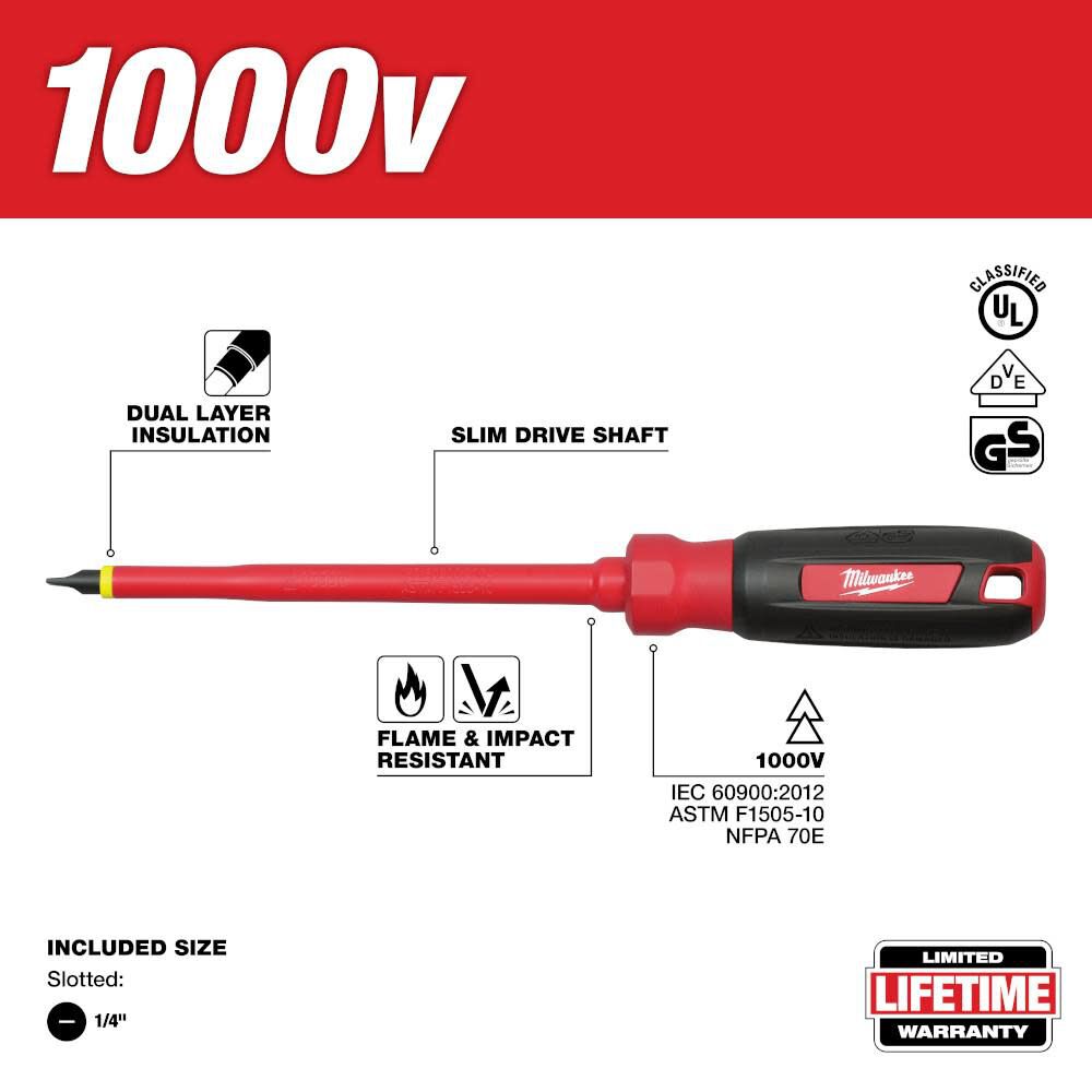 1/4 in. Slotted - 6 in. 1000 V Insulated Screwdriver 48-22-2221