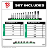 1/4 Inch and 3/8 Inch Drive TORX Bit Socket Set 11pc 48-22-9532