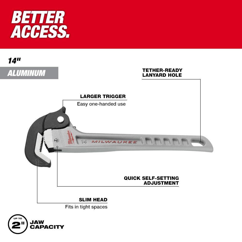 14in Aluminum Self-Adjusting Pipe Wrench 48-22-7414