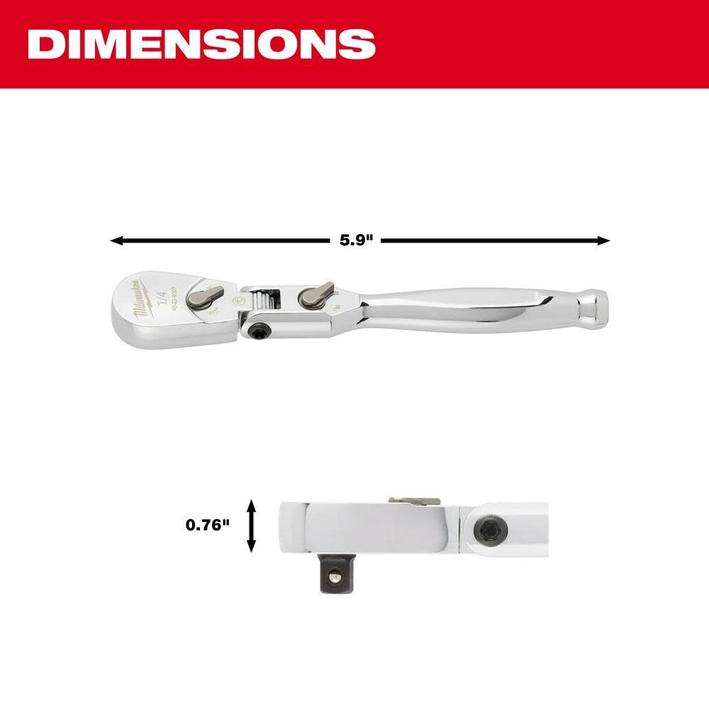 1/4inch Drive 6inch Flex Head Ratchet 48-22-9007