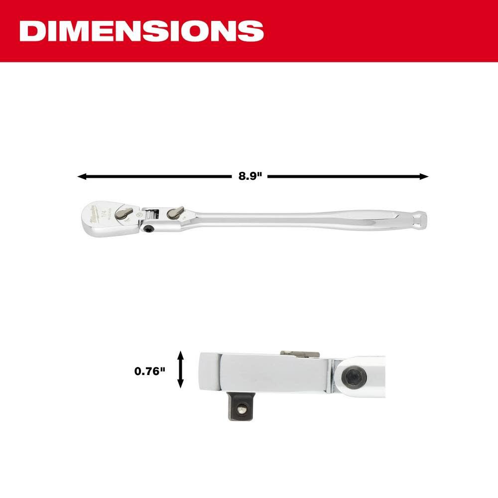 1/4inch Drive 9inch Flex Head Ratchet 48-22-9009