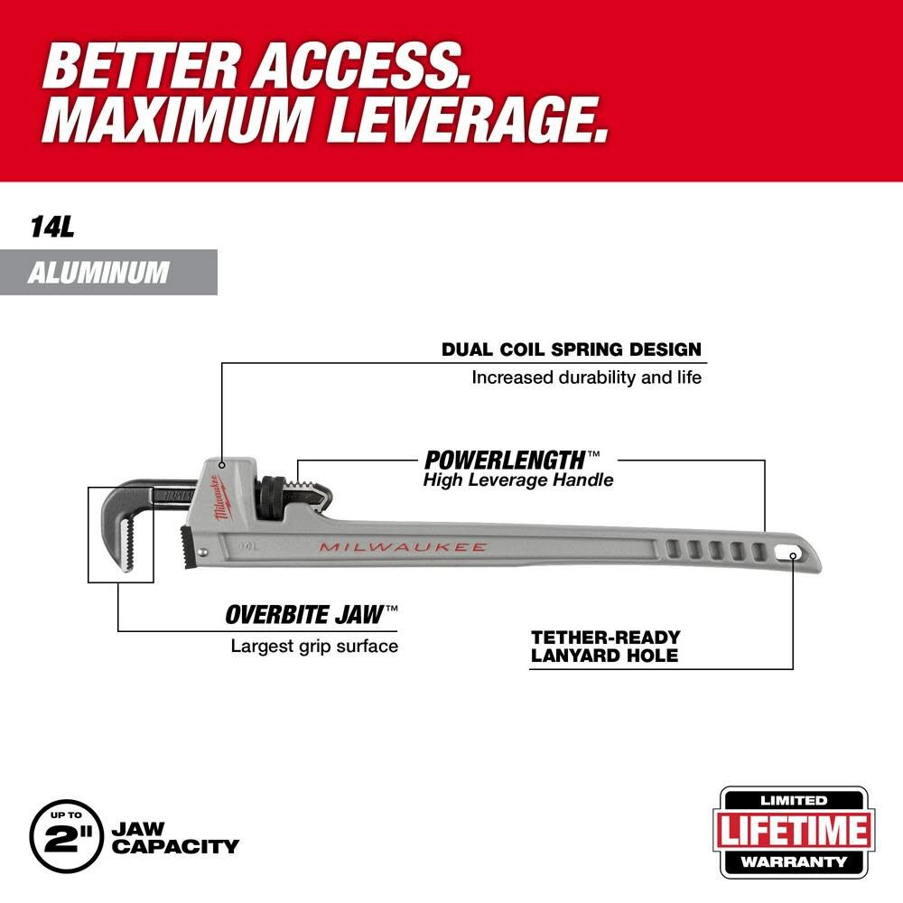 14L Aluminum Pipe Wrench with POWERLENGTH Handle 48-22-7215