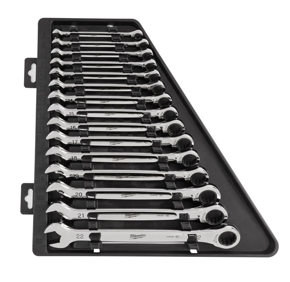 15pc Ratcheting Combination Wrench Set - Metric 48-22-9516