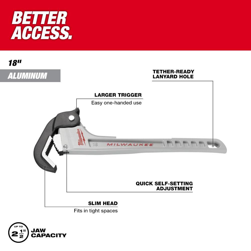 18in Aluminum Self-Adjusting Pipe Wrench 48-22-7418