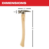 19oz Smooth Face Hickory Wood Framing Hammer 48-22-9519