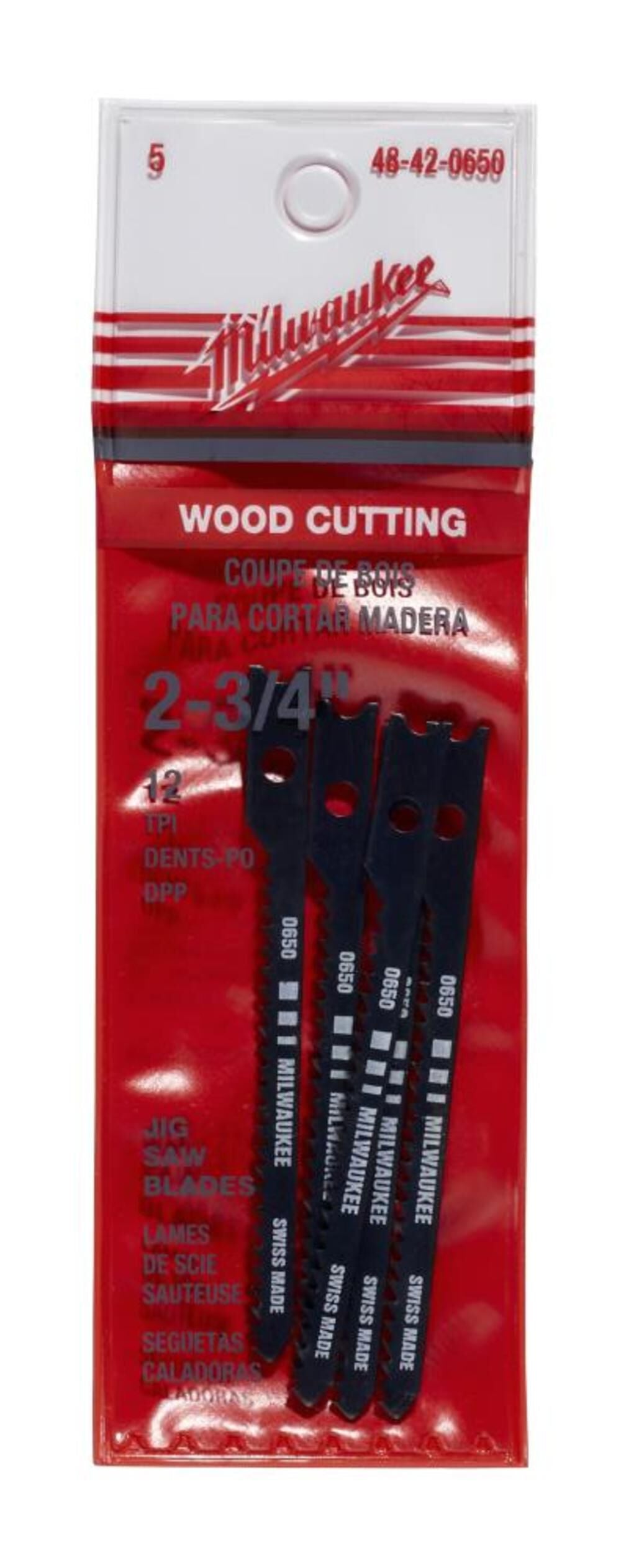 2-3/4 in. 12 TPI High Carbon Steel Jig Saw Blade 5PK 48-42-0650